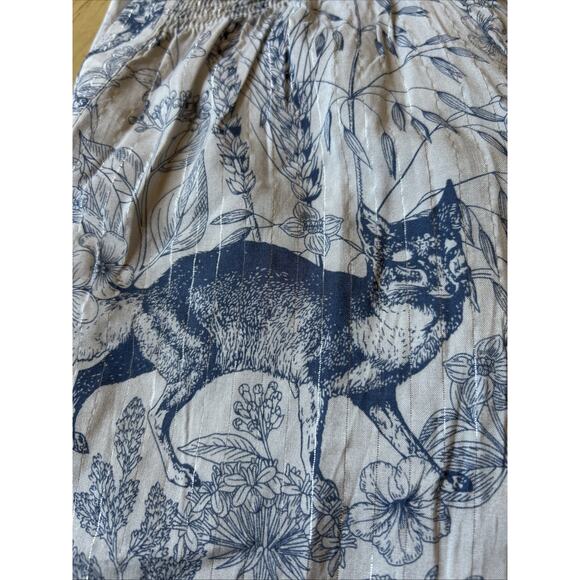 Fox Animal Print Blouse Boho Peasant Shirt Sheer Pinstripe Wildlife Fairy M-L - Picture 3 of 13